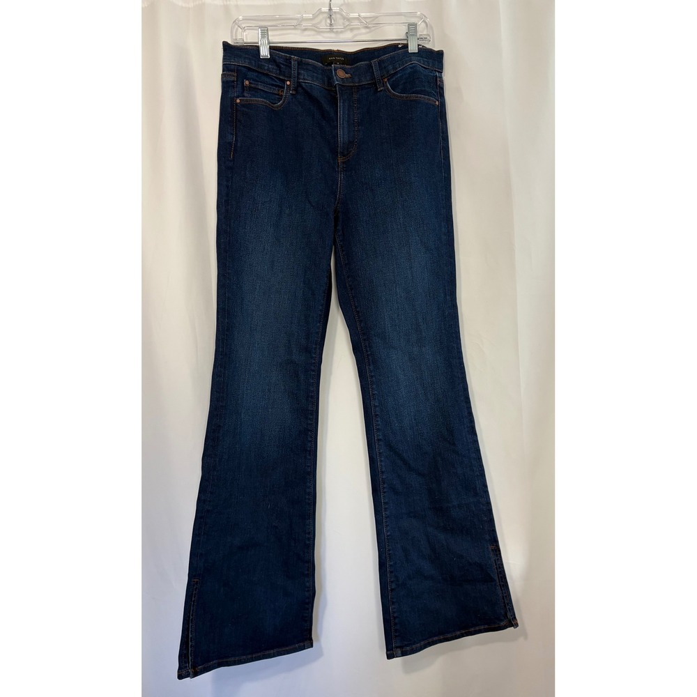 Ann Taylor The Boot Mid Rise Dark Wash Bootcut Jeans with Side Slits Size 10